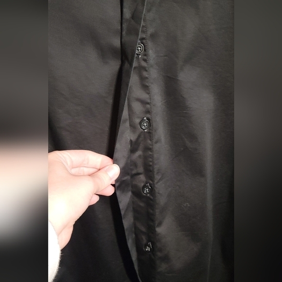 SAND 2 ply szXL 17-17.5us 43eu black fitted covered button cufflink dress shirt - Picture 6 of 9